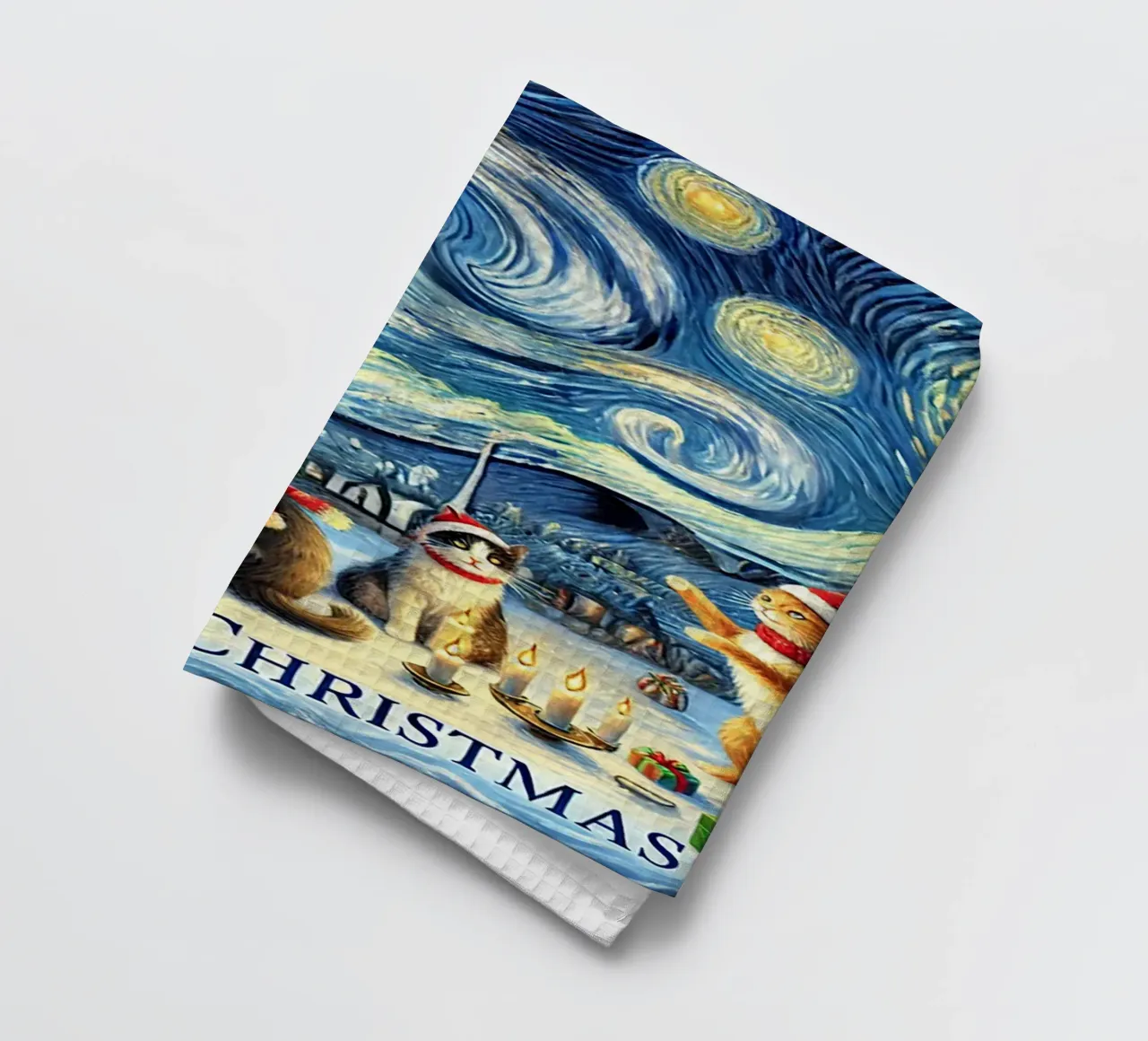 Merry Christmas Kitty Cat Edition canovaccio da cucina da Vintage Van Gogh