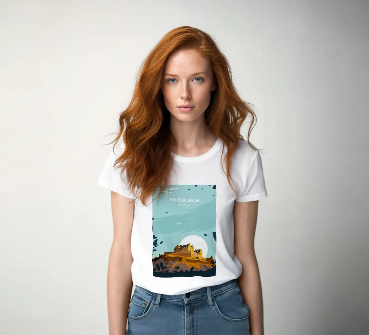 Scotland, Edinburgh poster, Edinburgh castle women's fitted t-shirt by Liliestudio