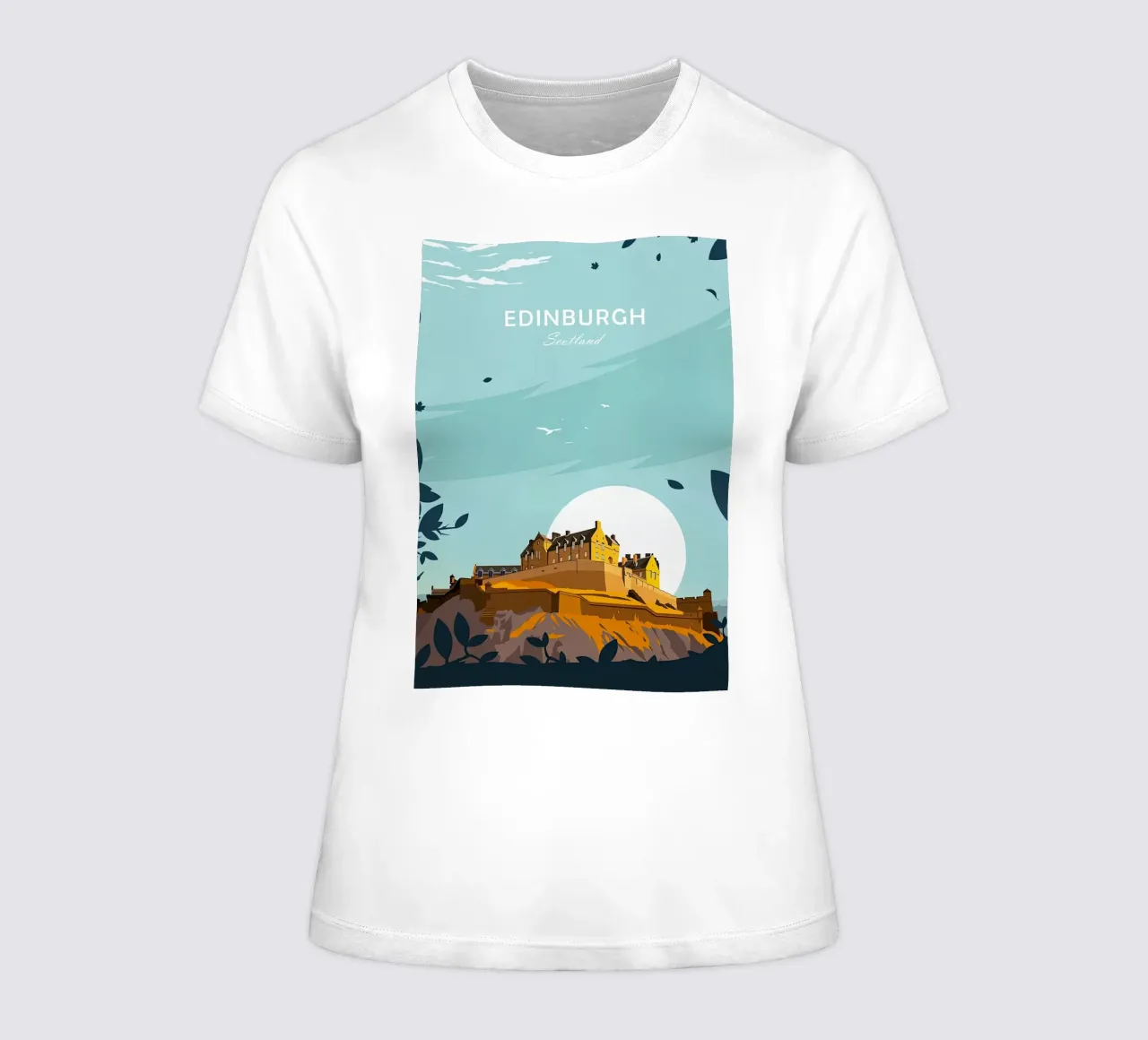 Scotland, Edinburgh poster, Edinburgh castle women's fitted t-shirt by Liliestudio