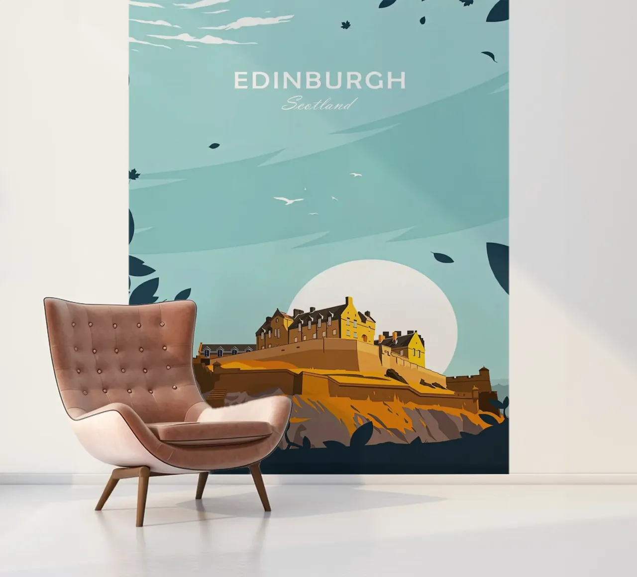 Schotland, poster van Edinburgh, kasteel van Edinburgh fotobehang van Liliestudio