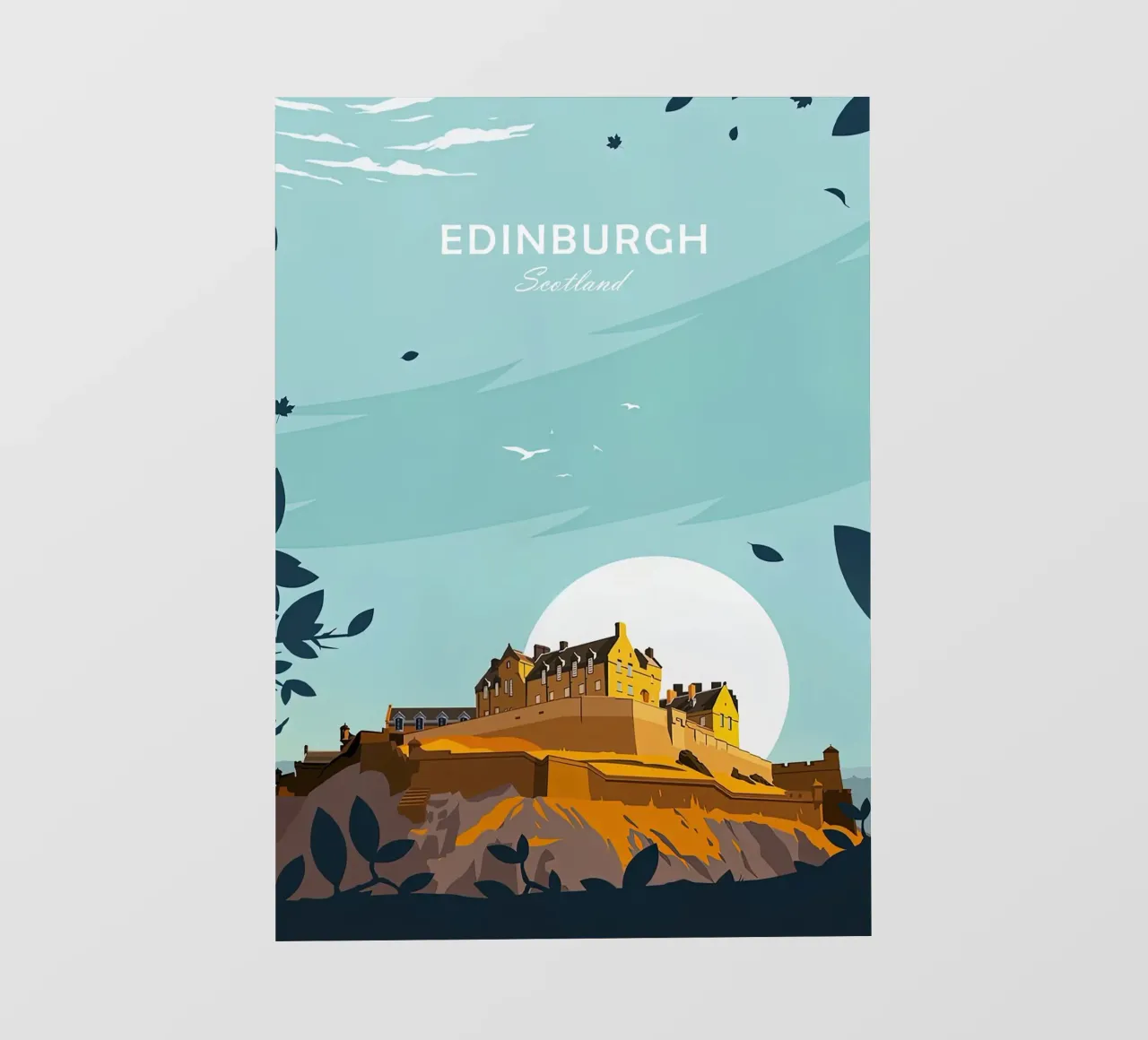 Schotland, poster van Edinburgh, kasteel van Edinburgh fotobehang van Liliestudio