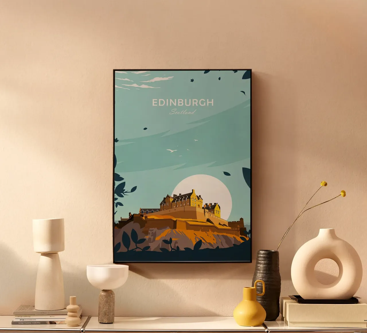 Scotland, Edinburgh poster, Edinburgh castle alu-dibond by Liliestudio
