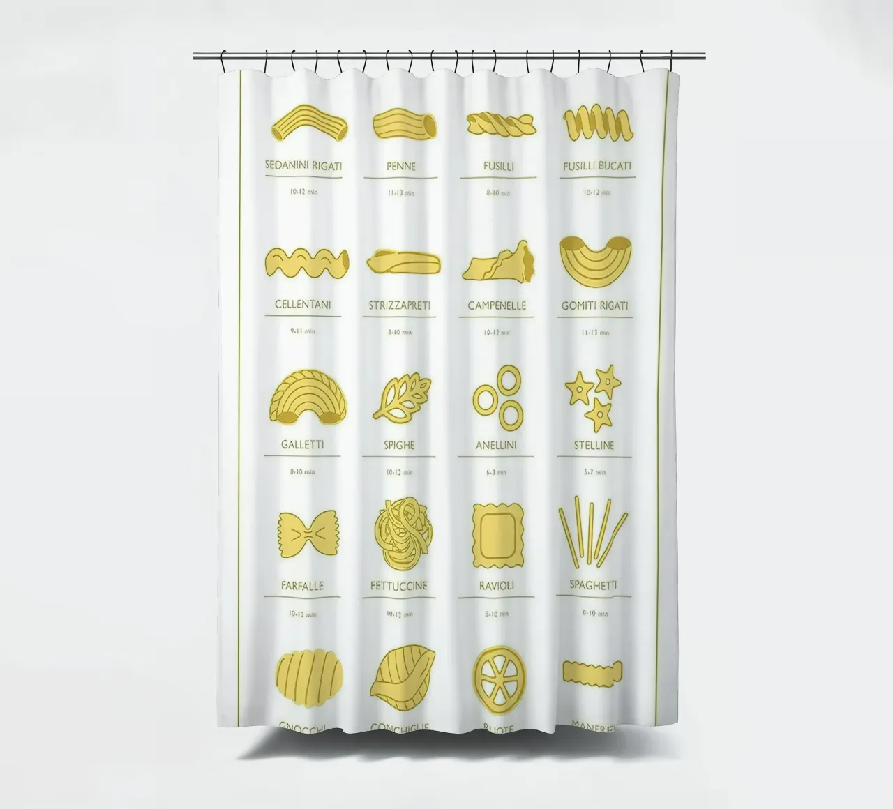 Types of Pasta Guide shower curtain by Mildred Store
