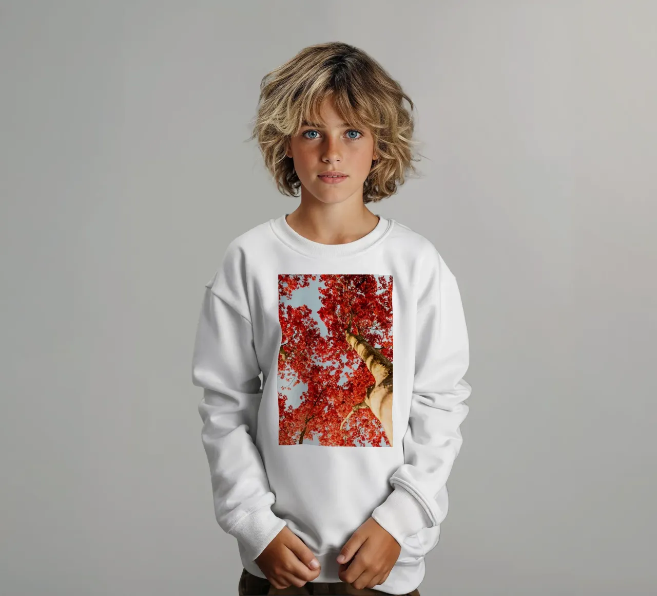 albero foglie rosse felpa bambino da Earthly Visions