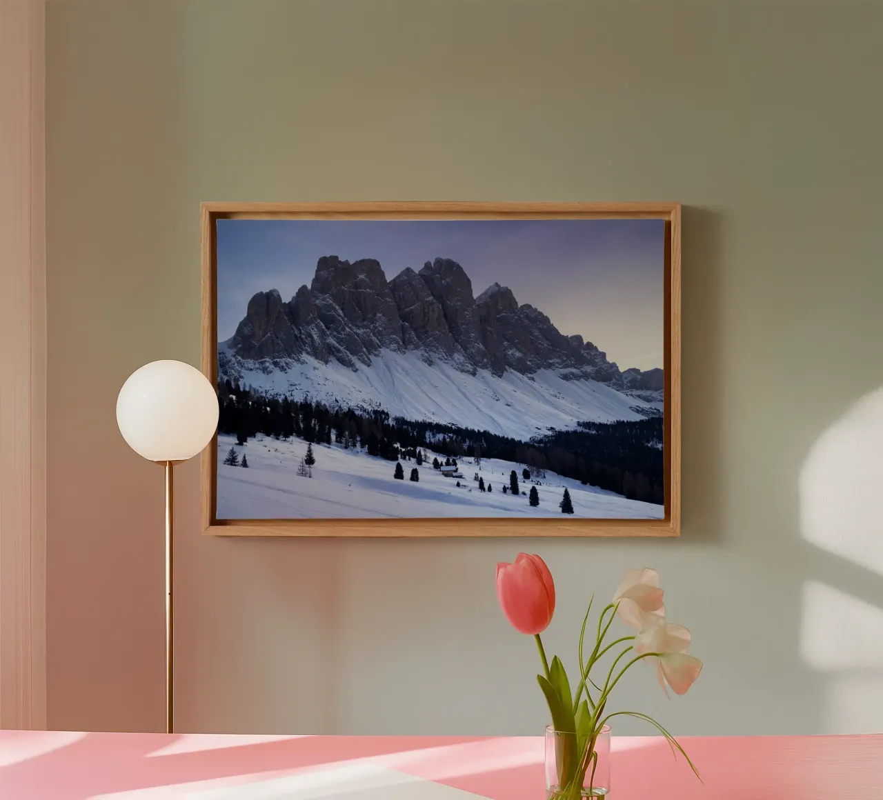 bergen sneeuw canvas met Baklijst van Earthly Visions