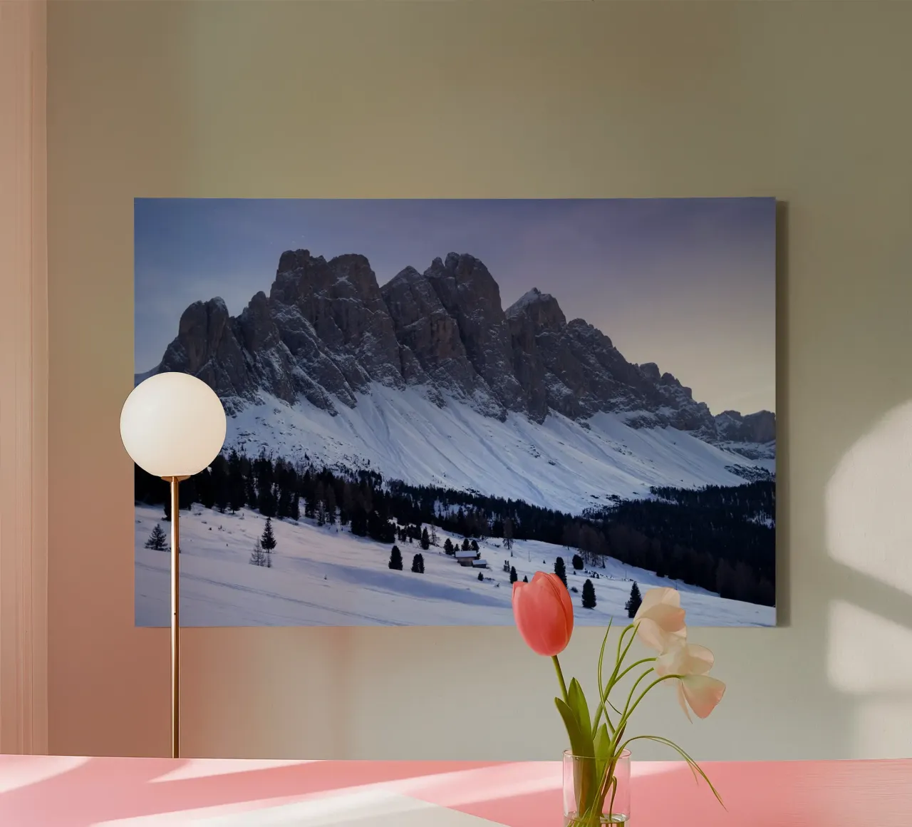 bergen sneeuw canvas met Baklijst van Earthly Visions