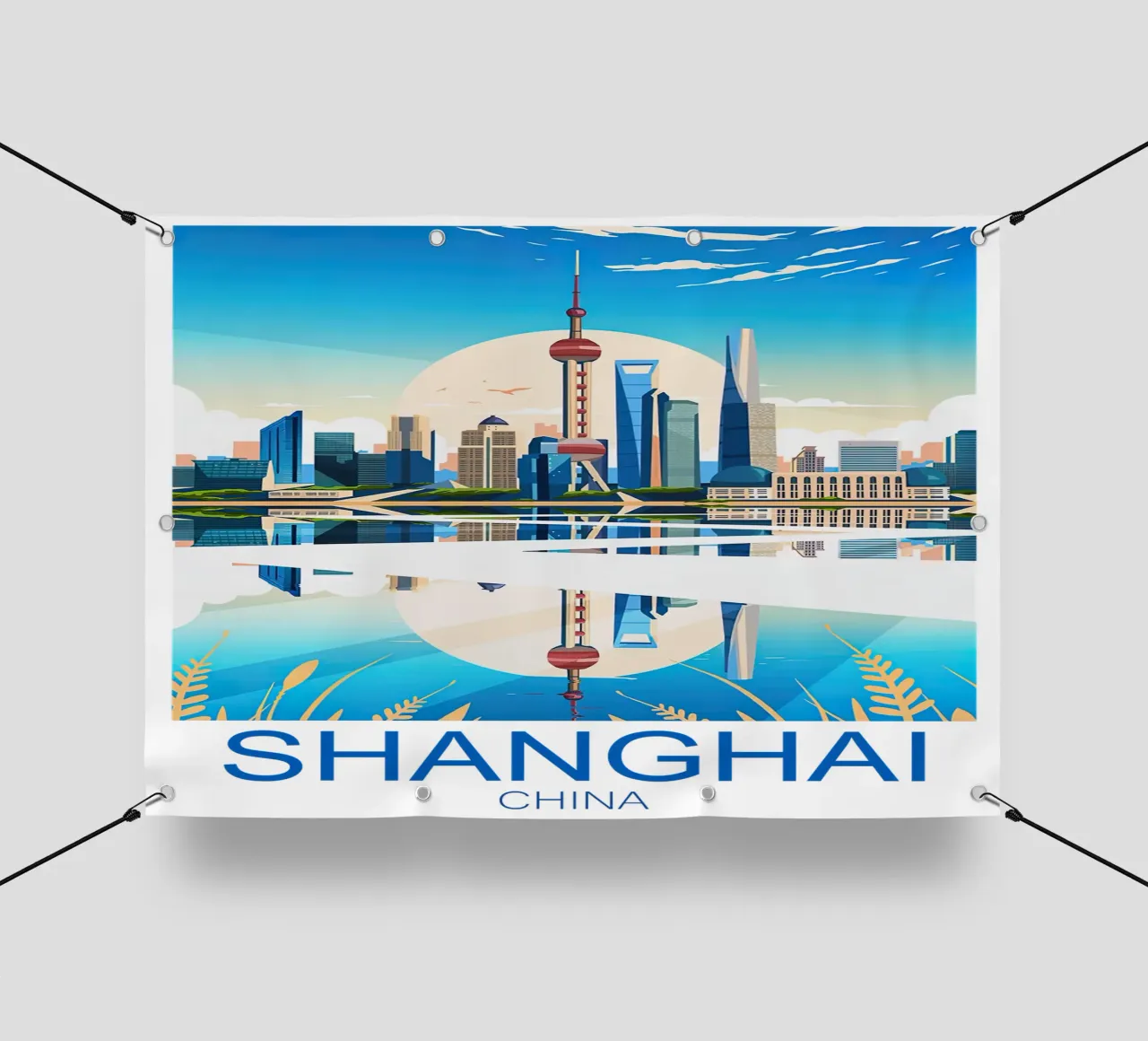 Stampa di viaggio su Shanghai - Cina telo in pvc da Liliestudio