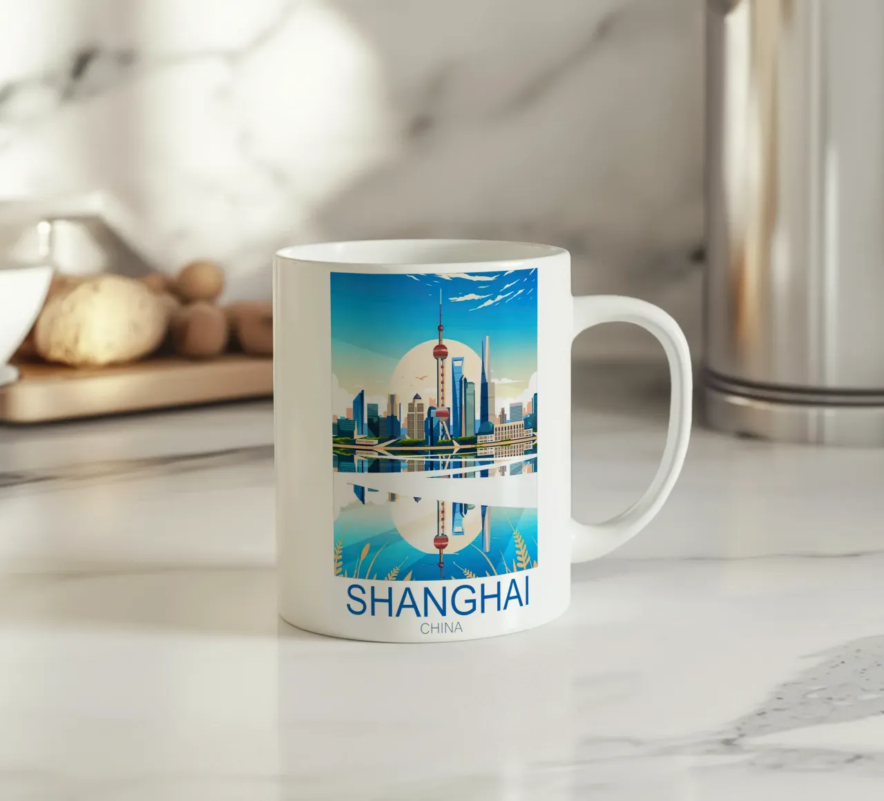 Stampa di viaggio su Shanghai - Cina tazza in ceramica da Liliestudio