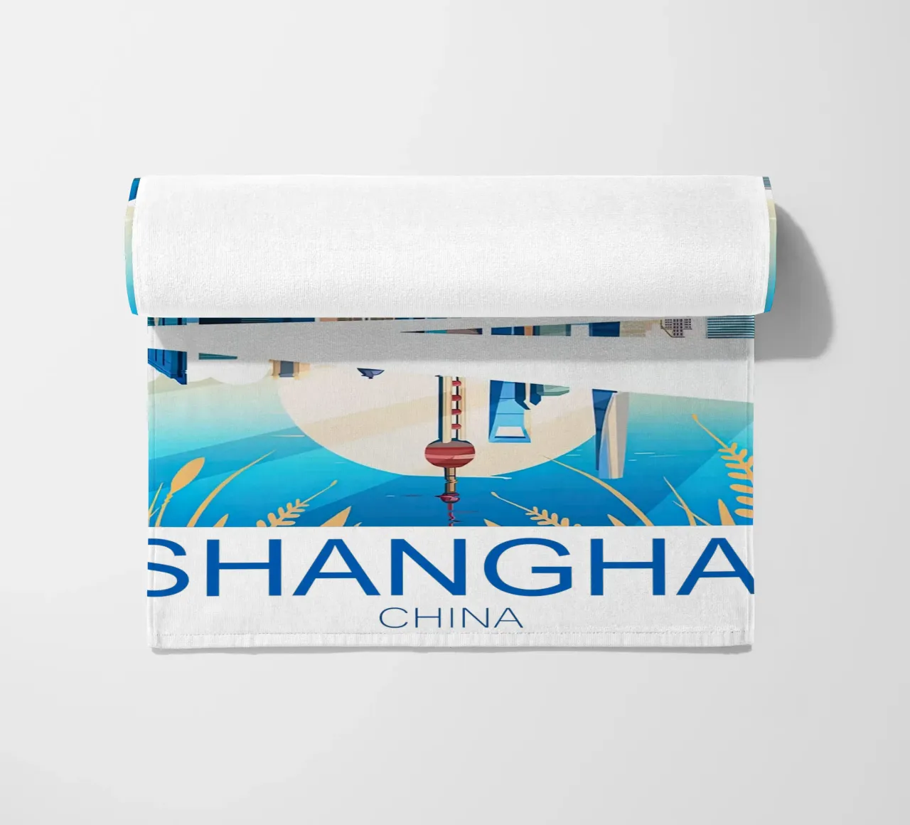 Stampa di viaggio su Shanghai - Cina telo mare da Liliestudio