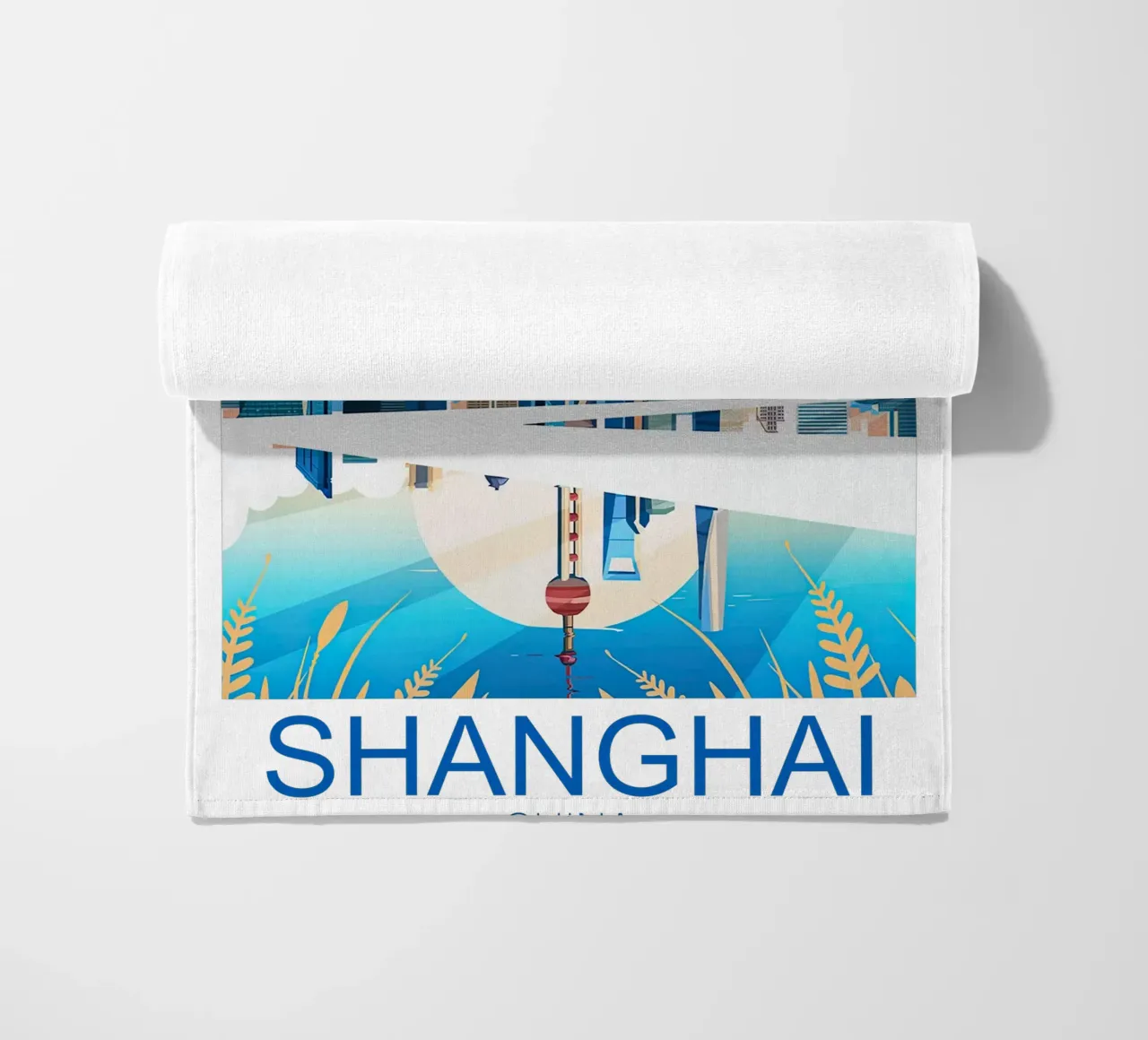 Stampa di viaggio su Shanghai - Cina telo mare da Liliestudio