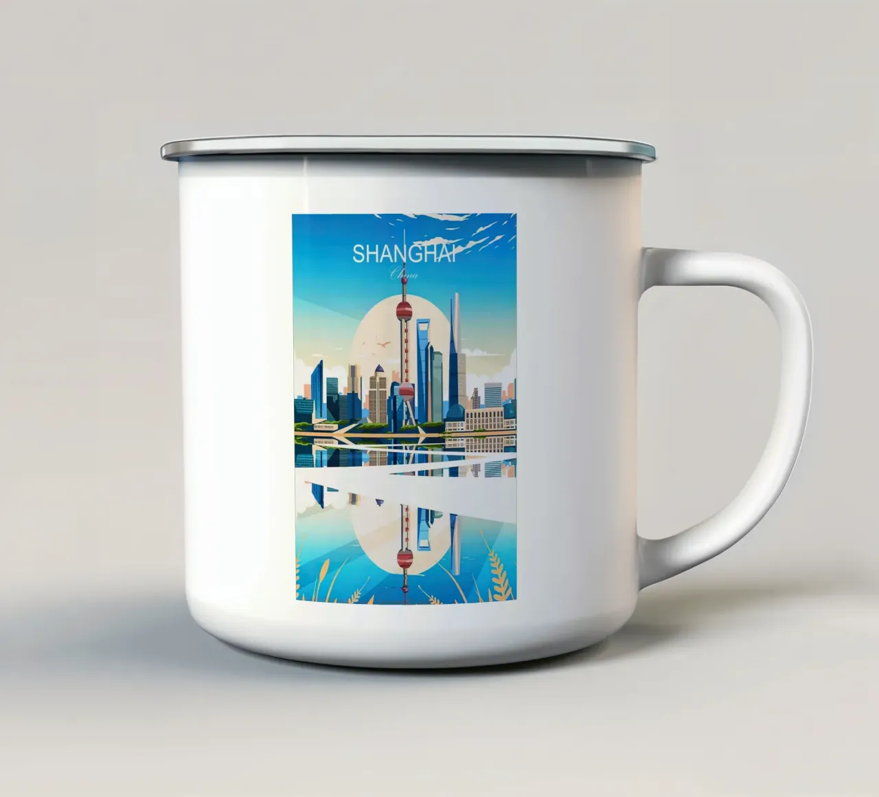 Viaggio vintage a Shanghai tazza in smalto da Liliestudio