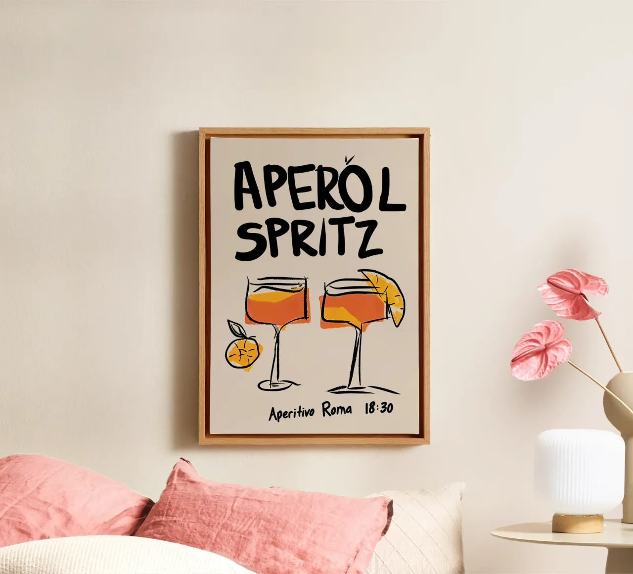 Aperol Spritz Aperitivo Roma tela con Cornice a cassetta da Mildred Store