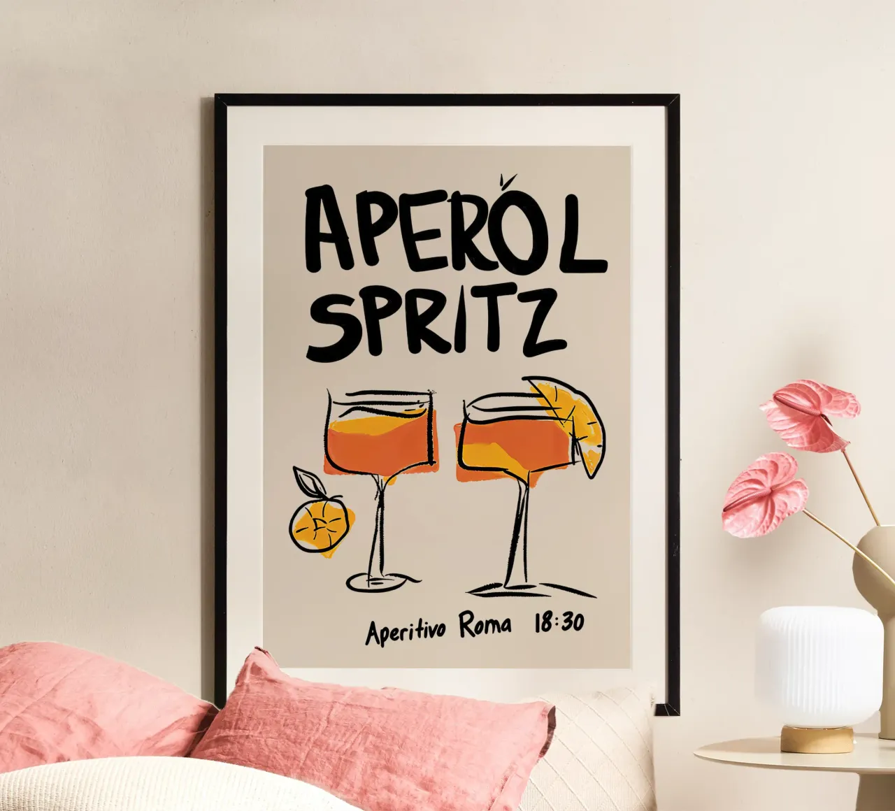 Aperol Spritz Aperitivo Roma poster con telaio in legno da Mildred Store