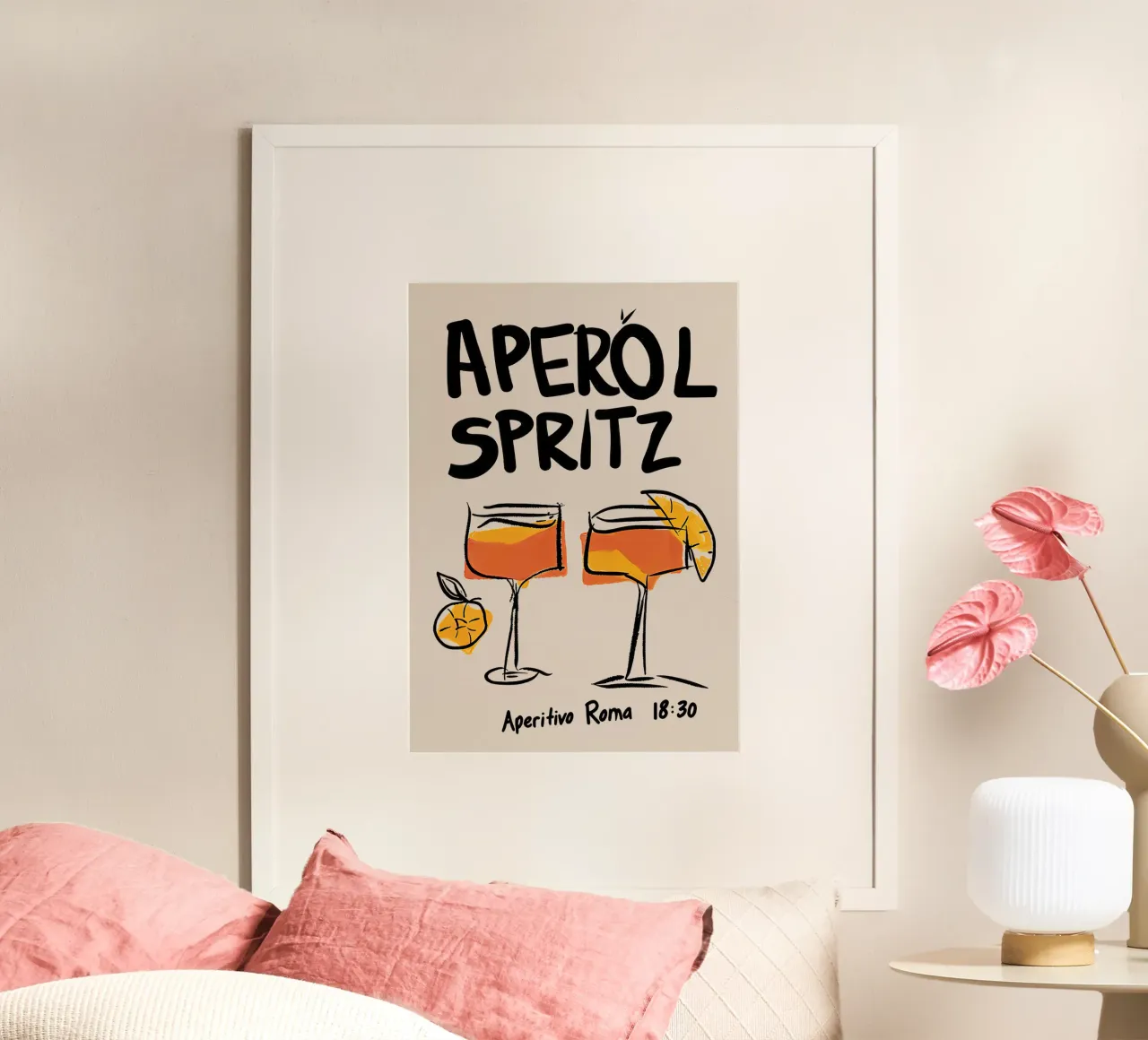 Aperol Spritz Aperitivo Roma poster con telaio in legno da Mildred Store