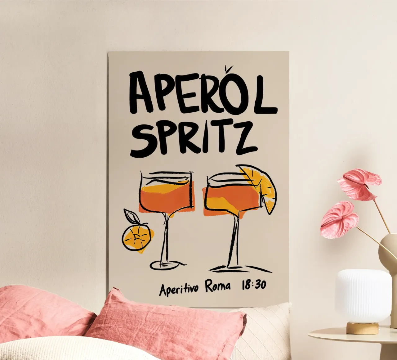 Aperol Spritz Aperitivo Roma poster con telaio in legno da Mildred Store