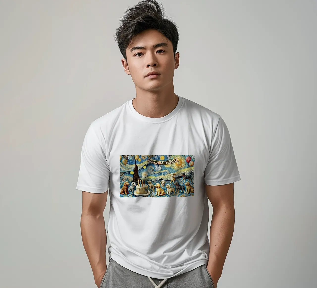 Happy Birthday Puppy Edition t-shirt da Vintage Van Gogh