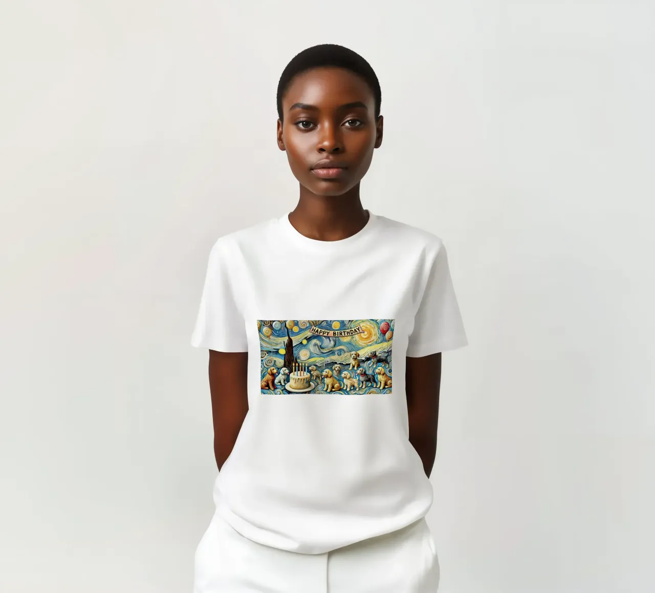 Happy Birthday Puppy Edition t-shirt da Vintage Van Gogh