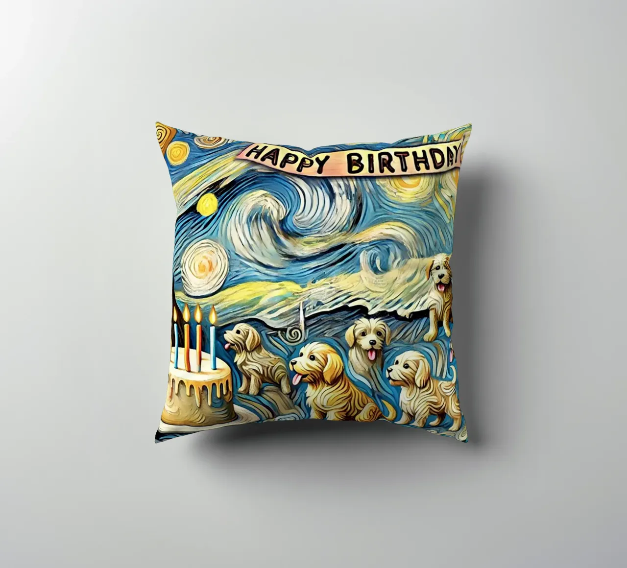 Happy Birthday Puppy Edition cuscino da Vintage Van Gogh