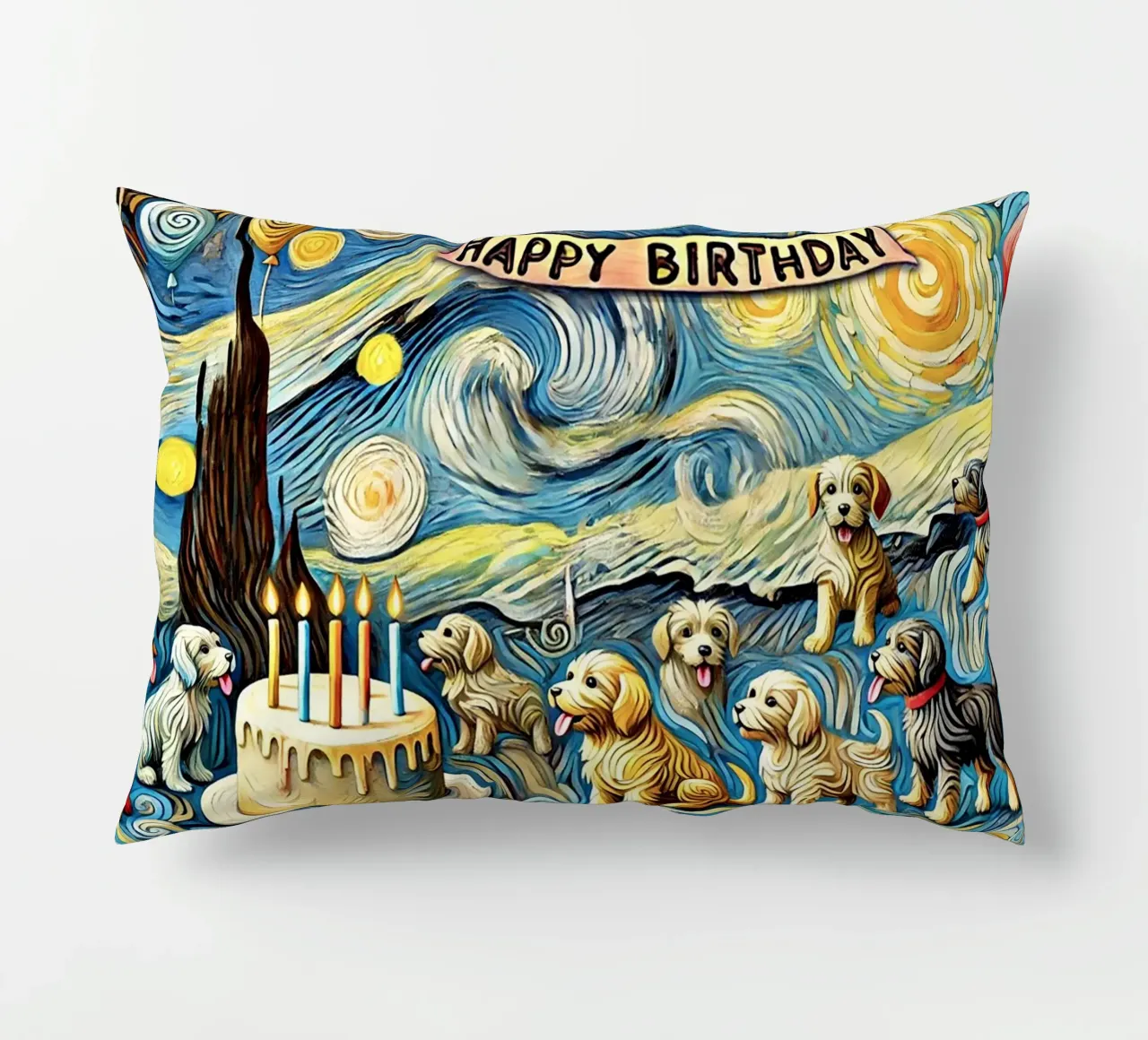 Happy Birthday Puppy Edition cuscino da Vintage Van Gogh