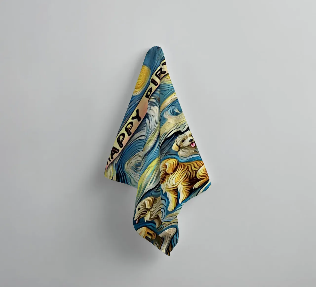 Happy Birthday Puppy Edition asciugamano da bagno da Vintage Van Gogh