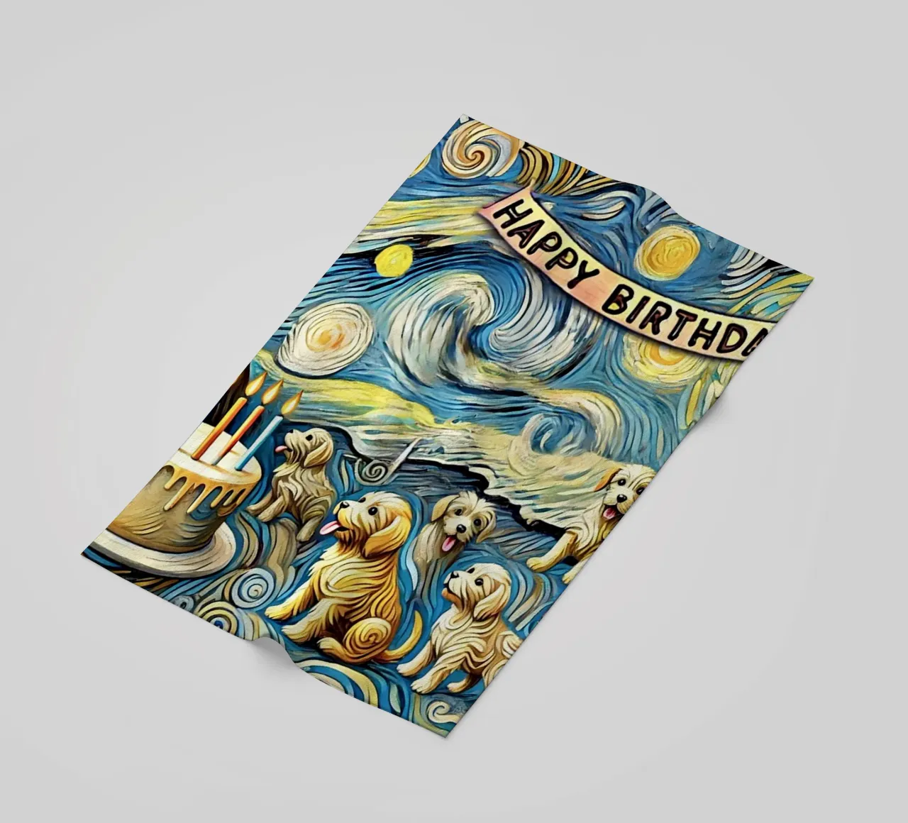 Happy Birthday Puppy Edition telo mare da Vintage Van Gogh