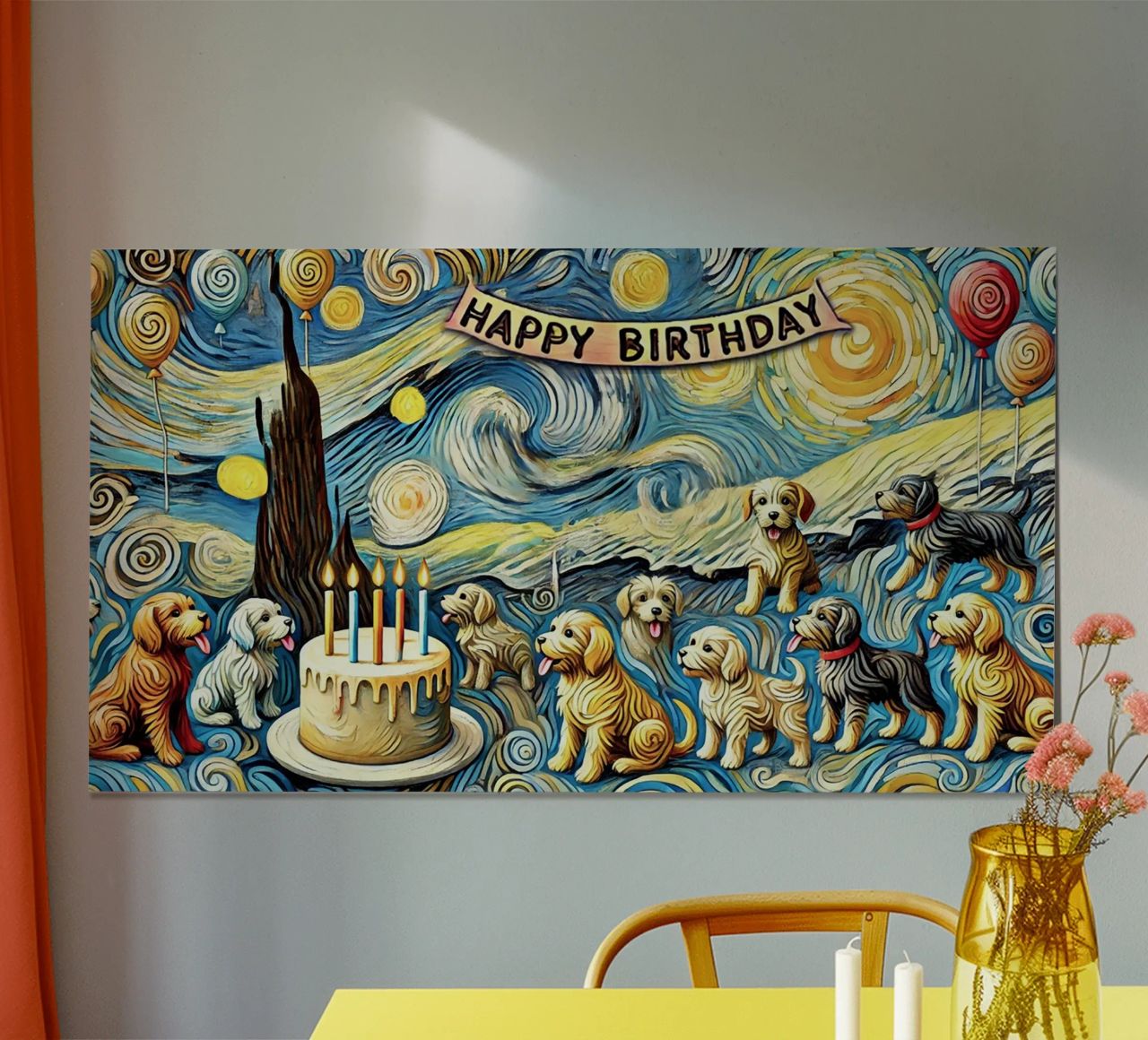 Happy Birthday Puppy Edition Poster von Vintage Van Gogh