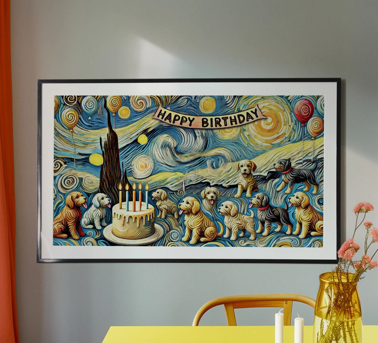 Happy Birthday Puppy Edition Poster von Vintage Van Gogh