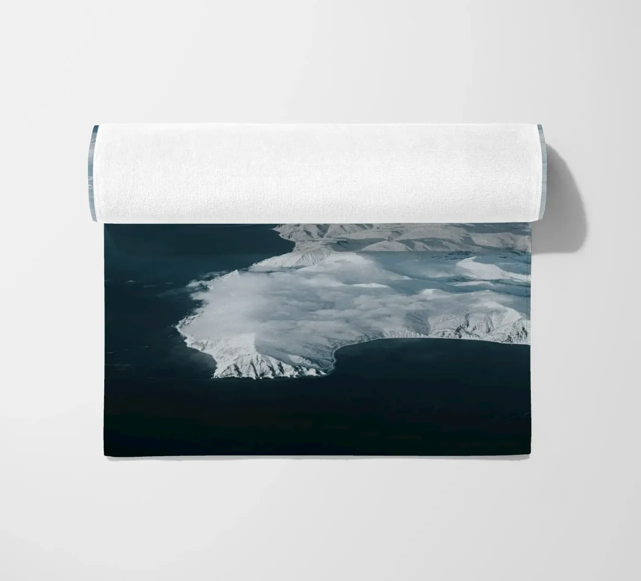 aerial view snow beach towel by Earthly Visions