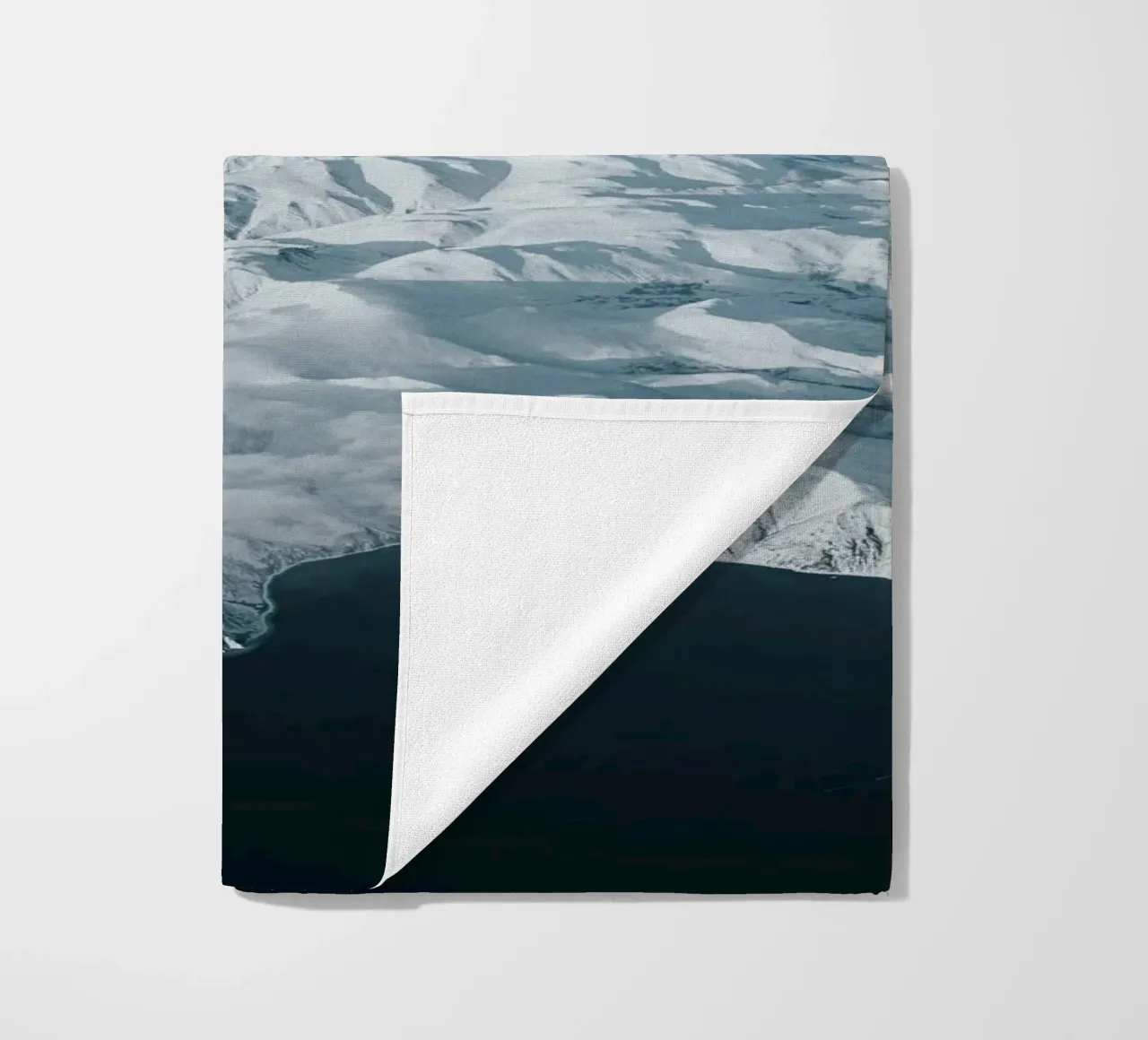aerial view snow beach towel by Earthly Visions