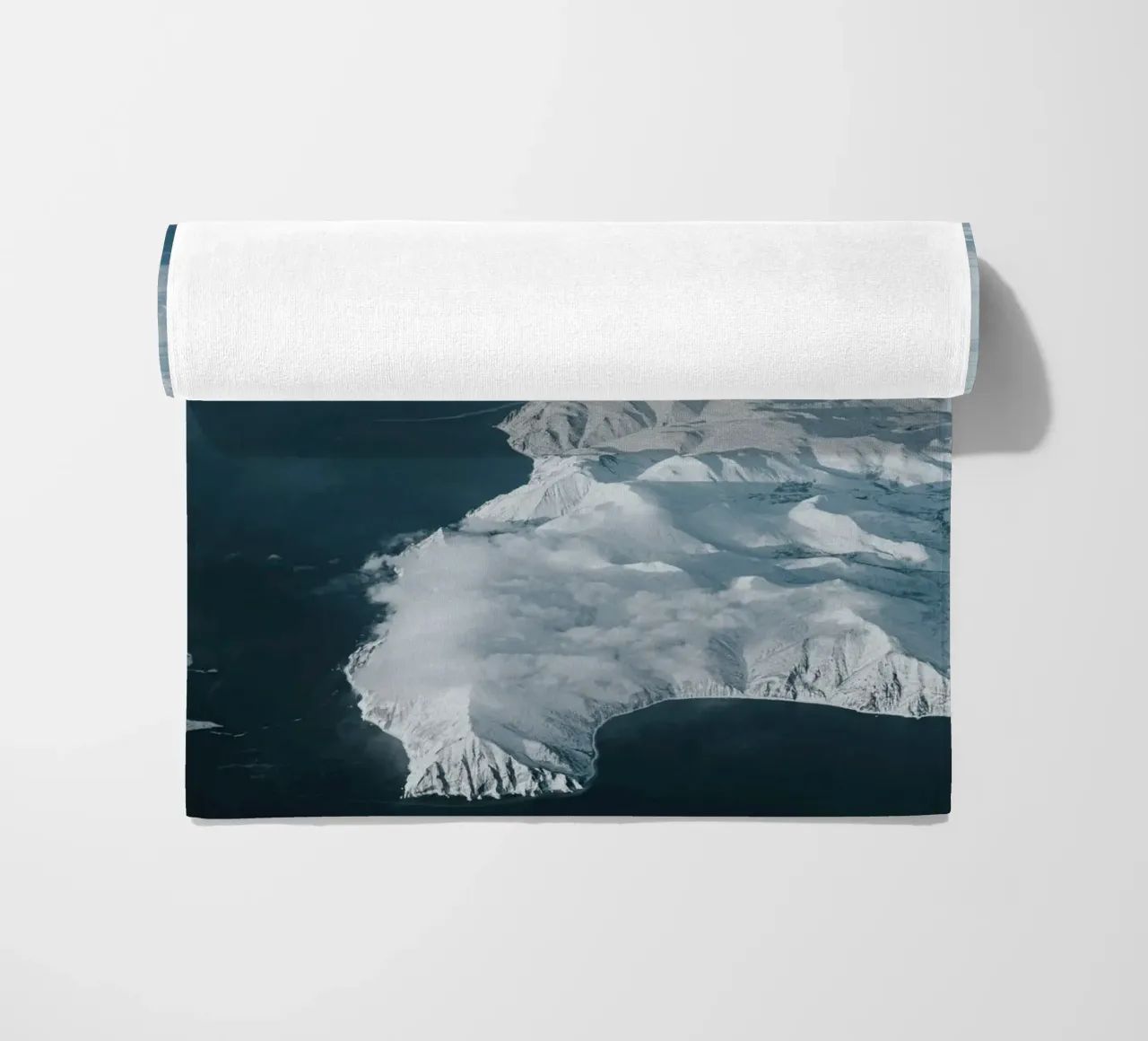aerial view snow beach towel by Earthly Visions