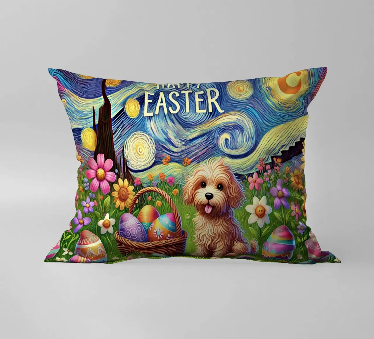 Happy Easter Puppy Edition cuscino da Vintage Van Gogh