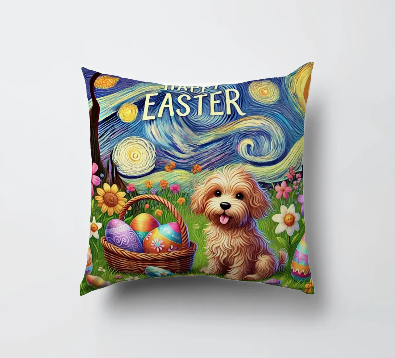 Happy Easter Puppy Edition cuscino da Vintage Van Gogh