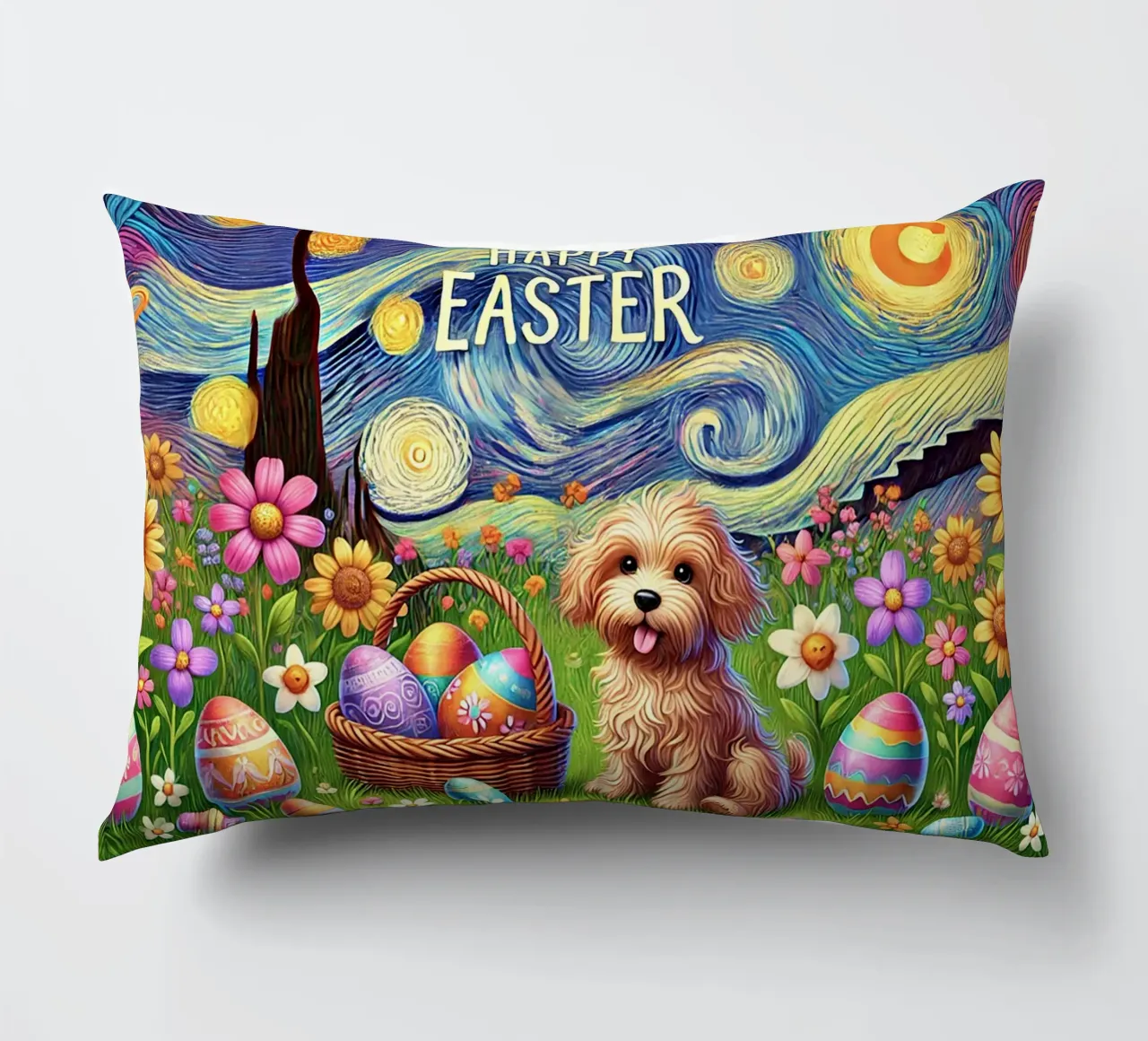 Happy Easter Puppy Edition cuscino da Vintage Van Gogh