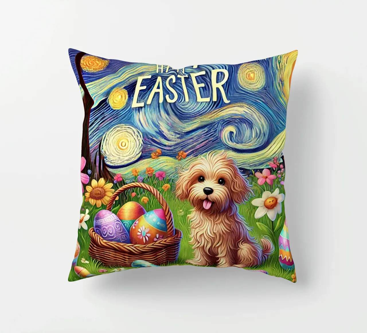 Happy Easter Puppy Edition cuscino da Vintage Van Gogh