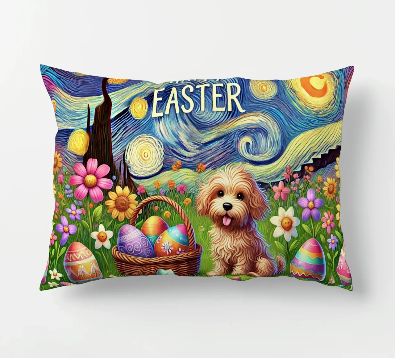 Happy Easter Puppy Edition cuscino da Vintage Van Gogh