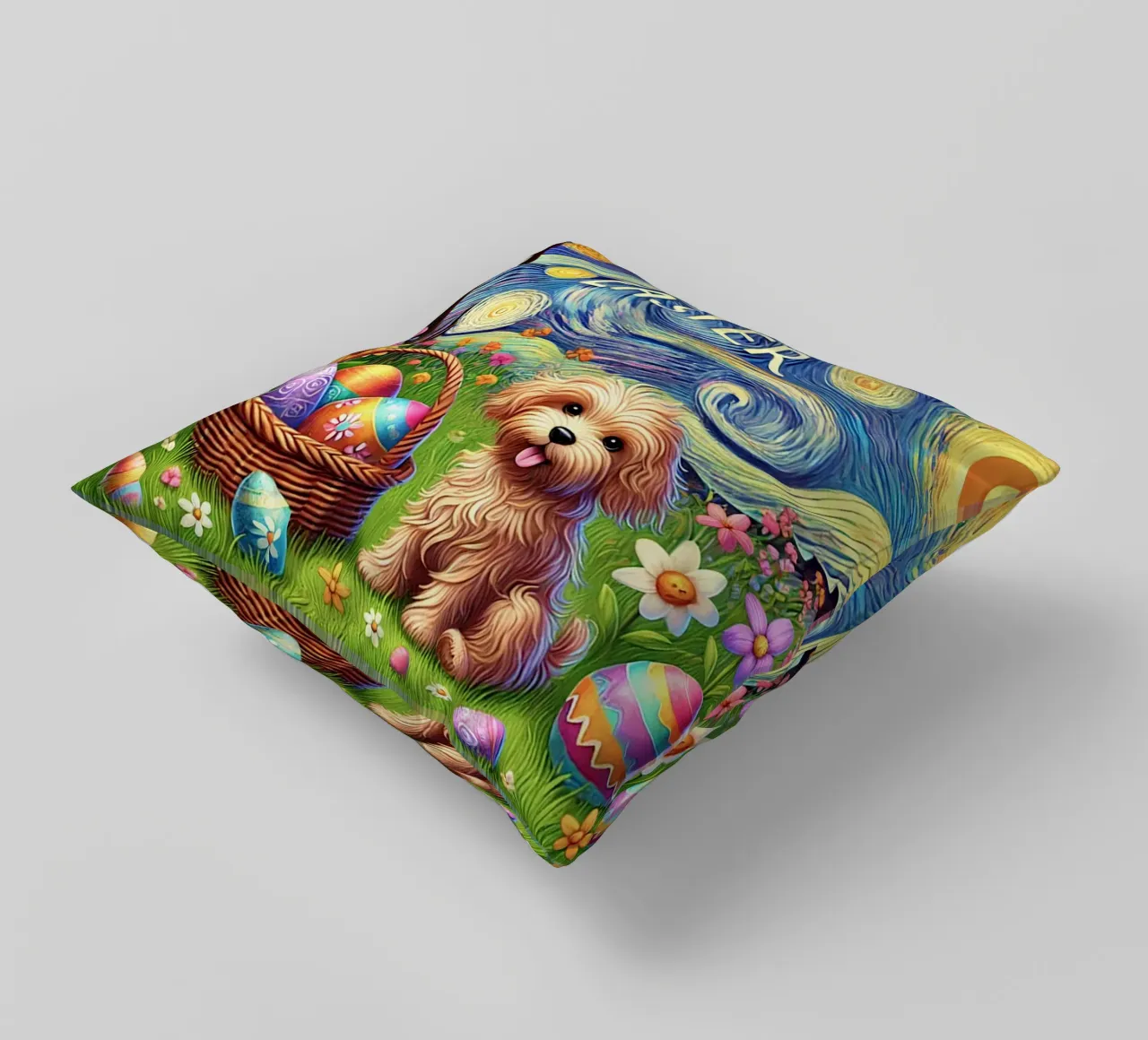 Happy Easter Puppy Edition cuscino da Vintage Van Gogh
