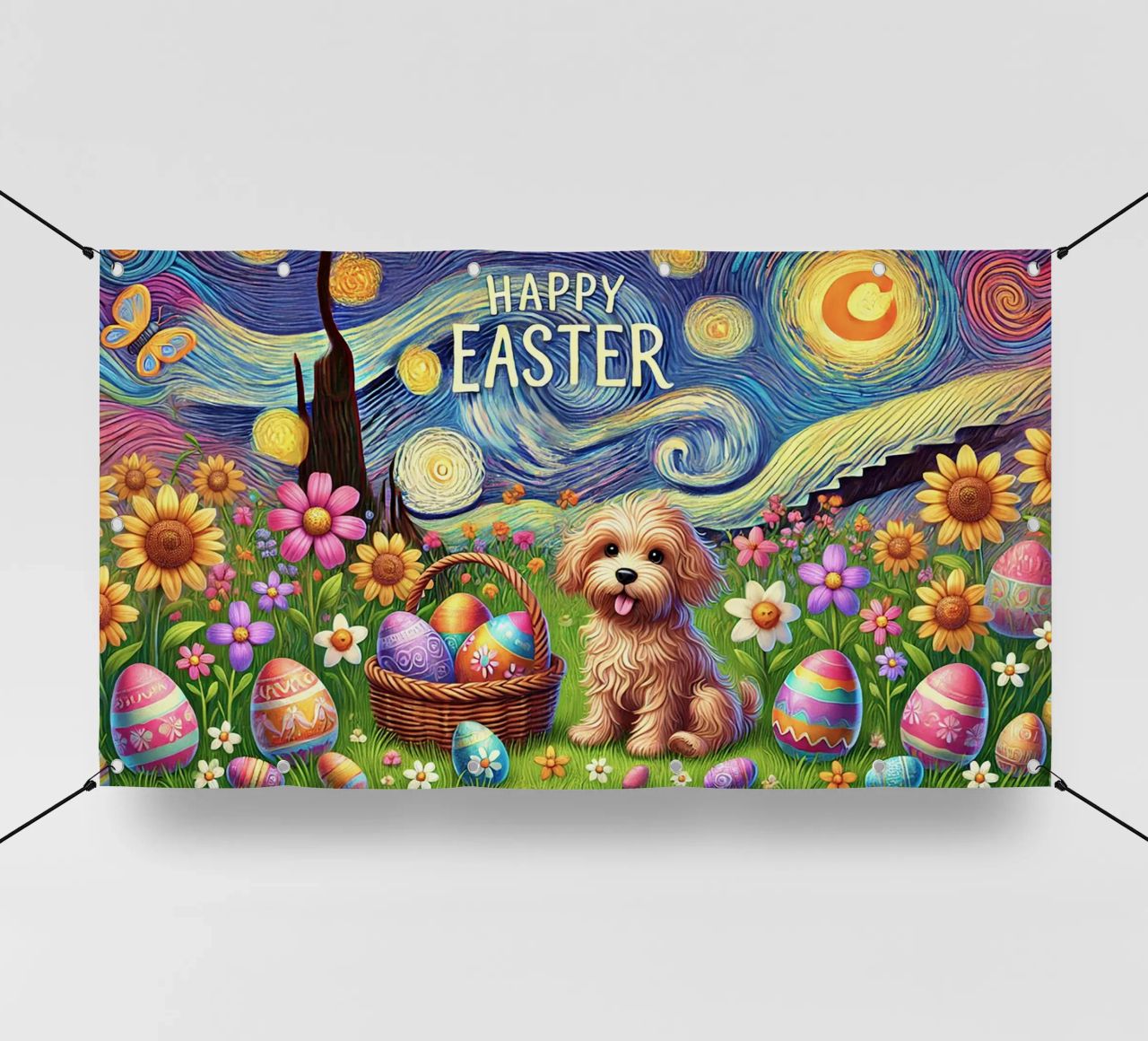 Happy Easter Puppy Edition bâche pvc de Vintage Van Gogh