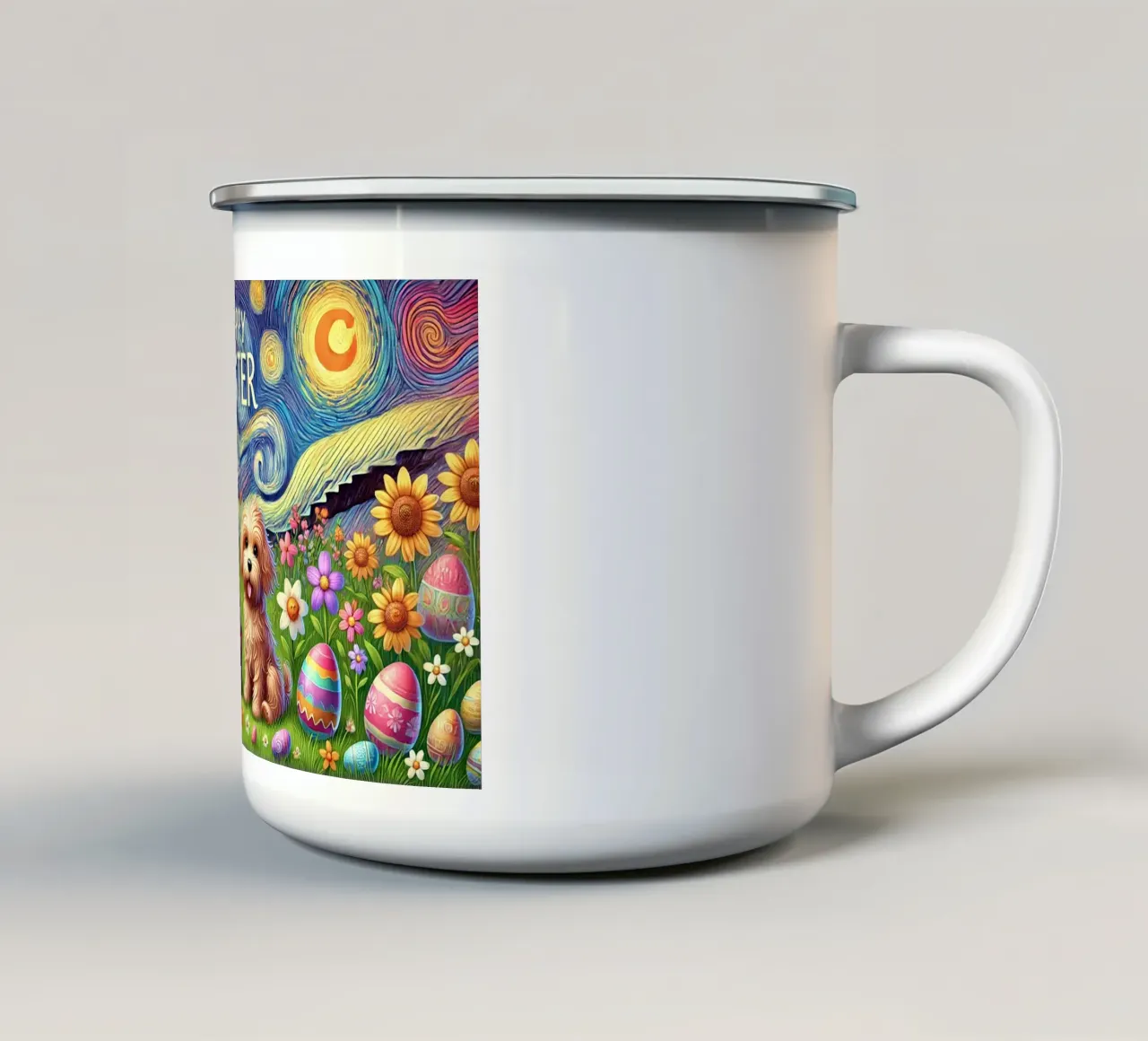 Happy Easter Puppy Edition tazza in smalto da Vintage Van Gogh