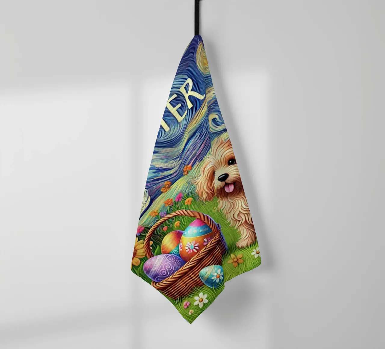 Happy Easter Puppy Edition paño de cocina de Vintage Van Gogh