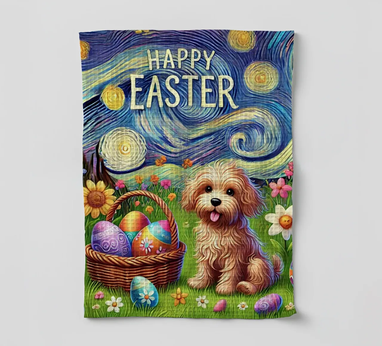 Happy Easter Puppy Edition paño de cocina de Vintage Van Gogh