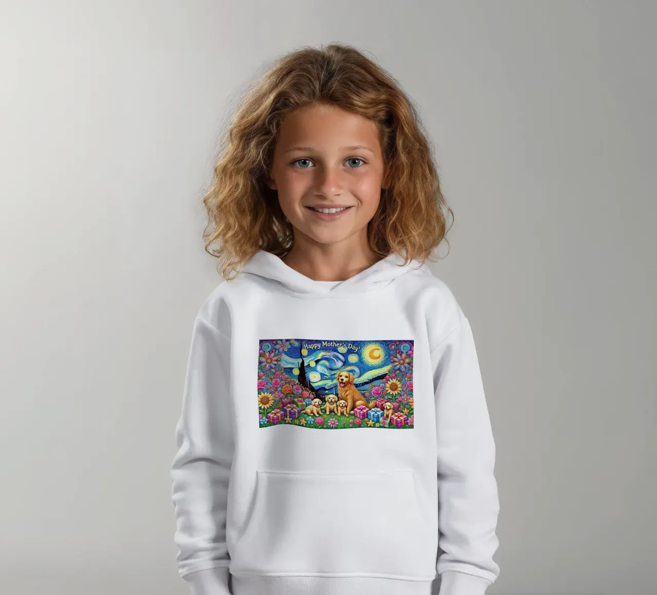 Happy Mother´s Day Puppy Edition kids hoodie by Vintage Van Gogh