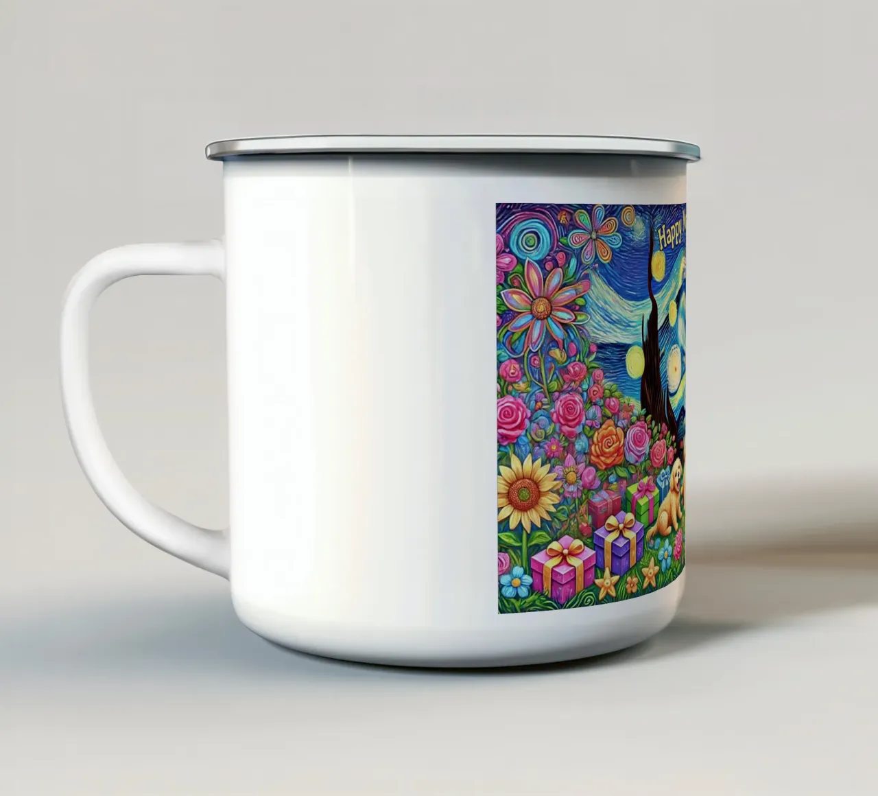 Happy Mother´s Day Puppy Edition tazza in smalto da Vintage Van Gogh
