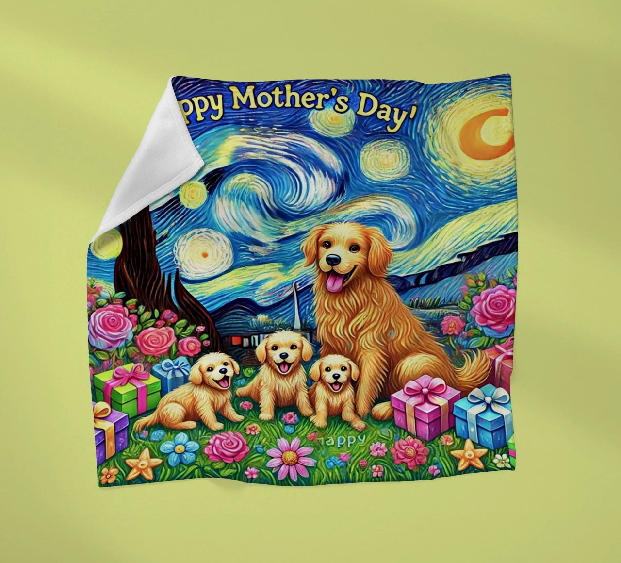 Happy Mother´s Day Puppy Edition coperta in pile da Vintage Van Gogh