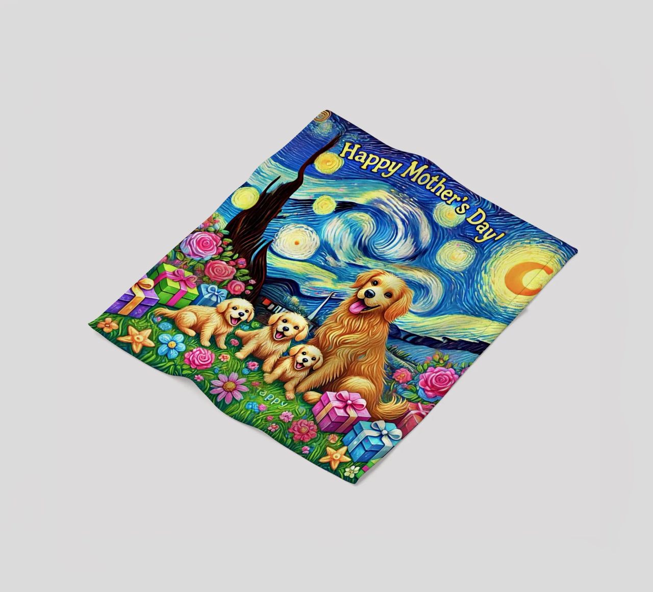 Happy Mother´s Day Puppy Edition coperta in pile da Vintage Van Gogh