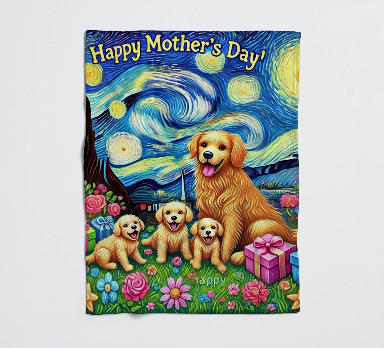 Happy Mother´s Day Puppy Edition coperta in pile da Vintage Van Gogh