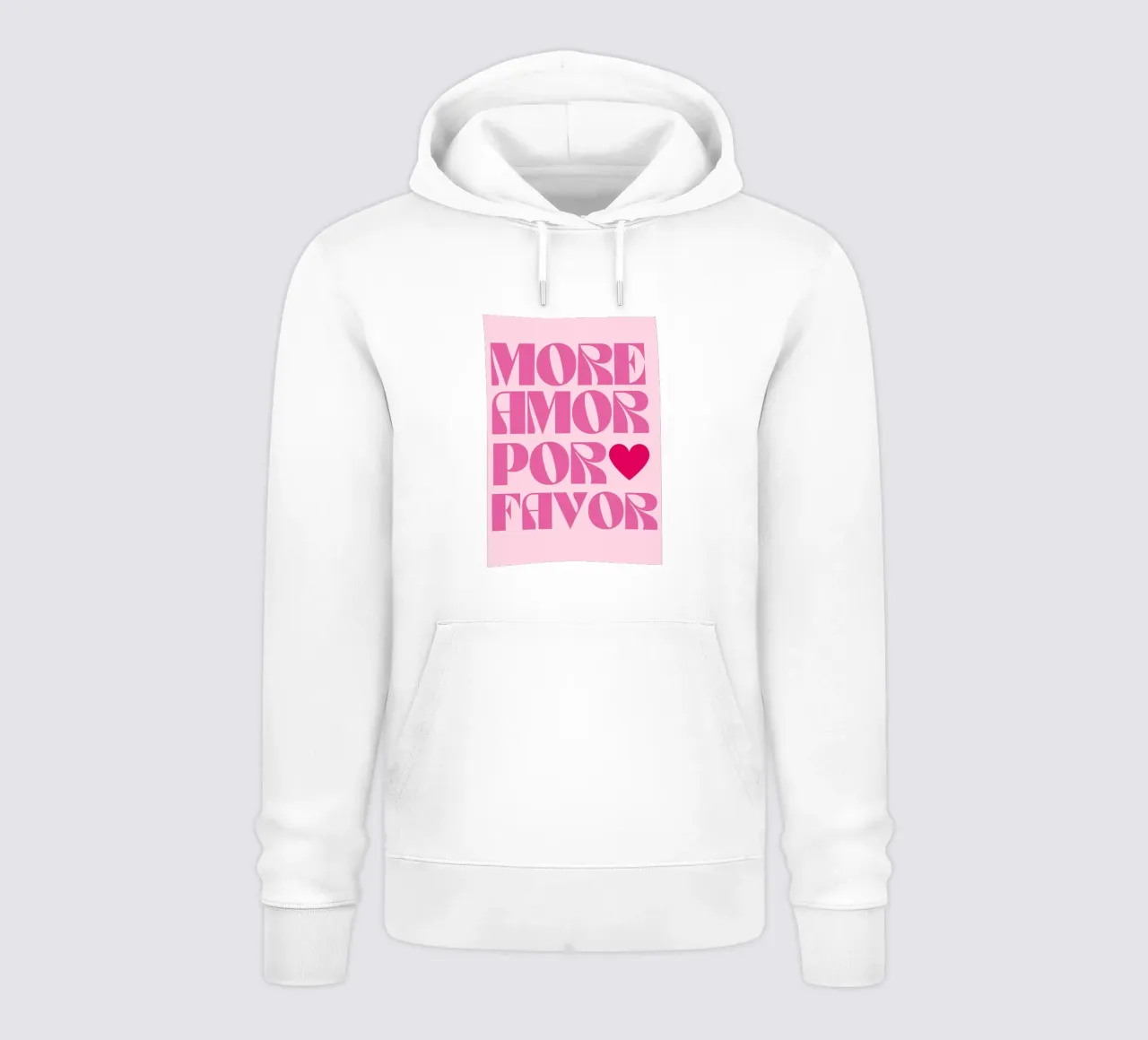 "More Amor Por Favor" Groovy Pink Retro Typography sudadera con capucha de pdigitalprints
