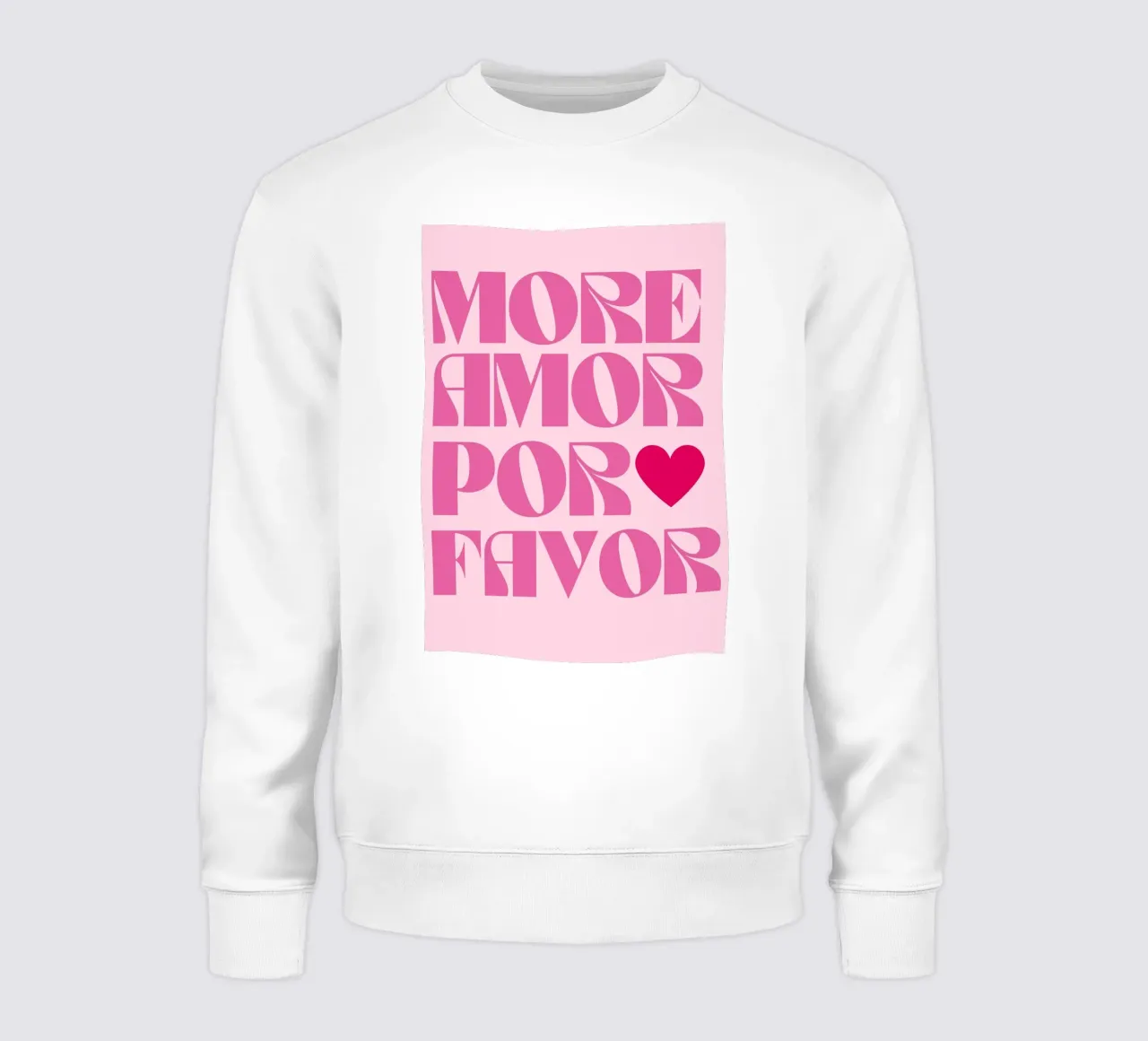 "More Amor Por Favor" Groovy Pink Retro Typography sudadera de pdigitalprints