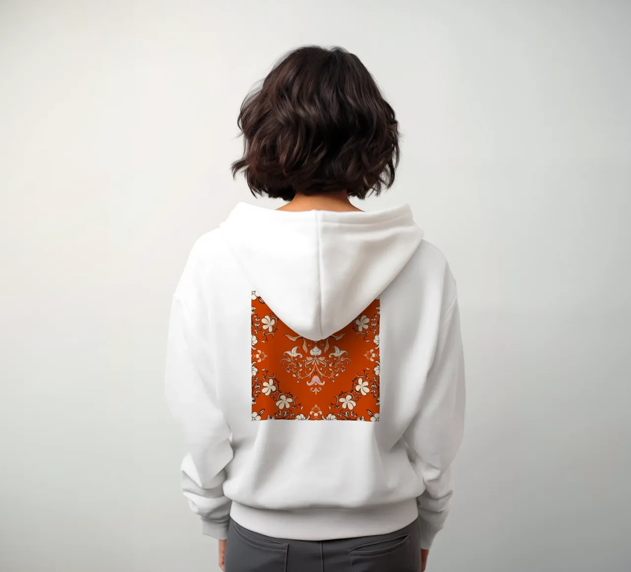 Vintage floreale arancione ruggine felpa con cappuccio da SilverPegasus