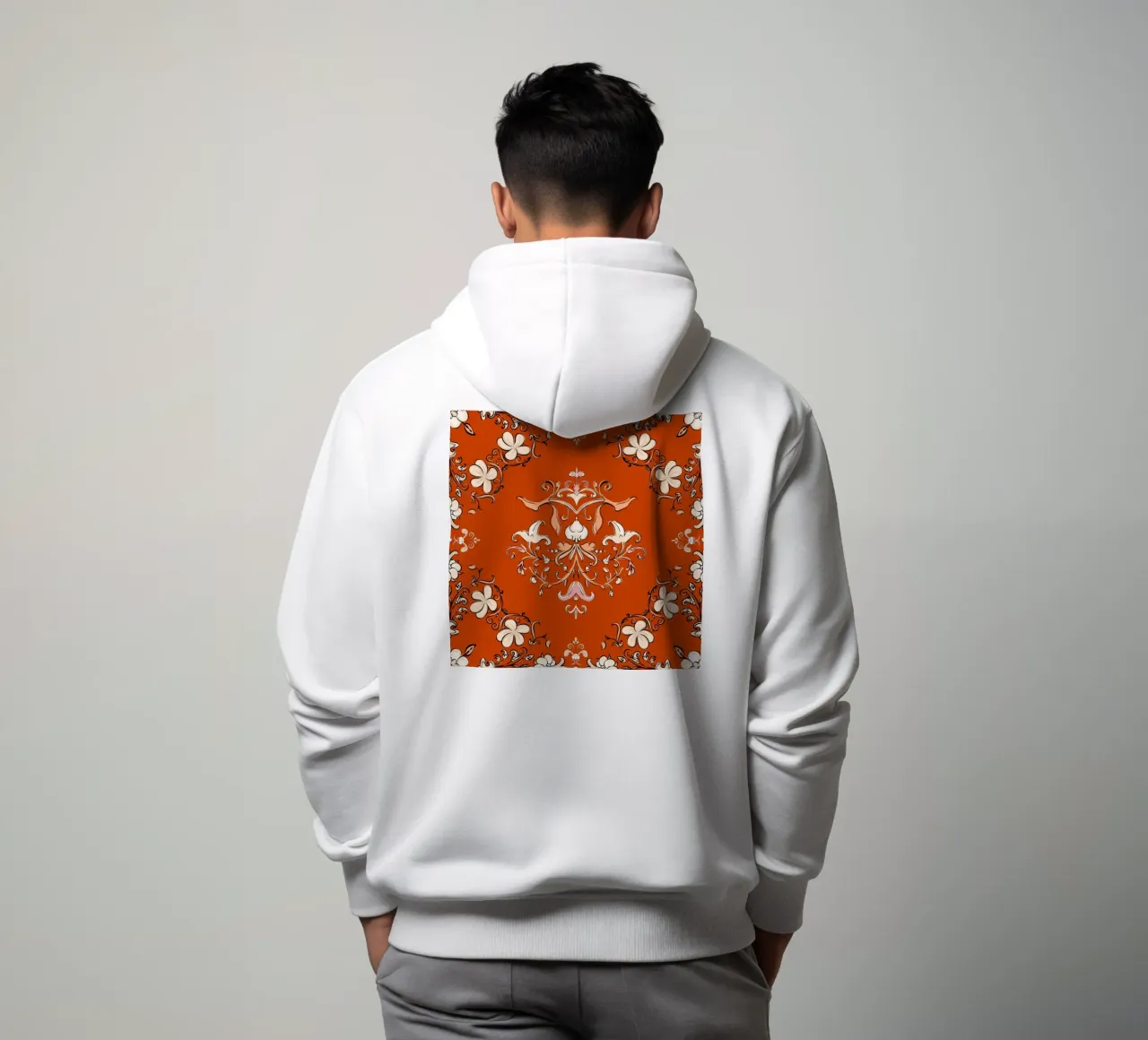 Vintage floreale arancione ruggine felpa con cappuccio da SilverPegasus