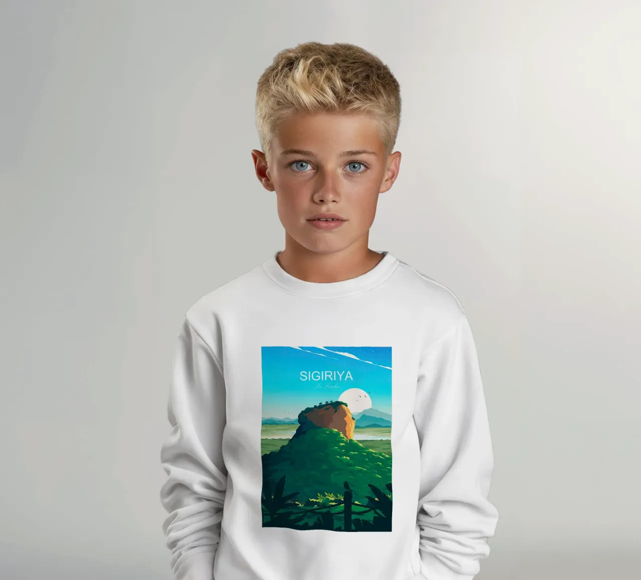 Sri Lanka poster, Sigiriya kids sweatshirt by Liliestudio